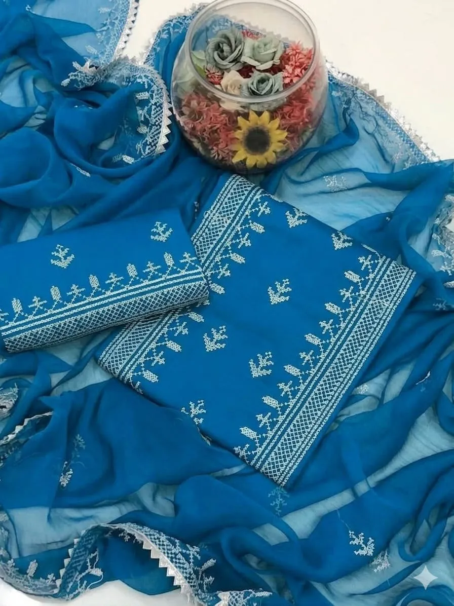 Cross Stitch Embroidered Lawn Cotton 3PC Suit 2026 | Eid Traditional Collection