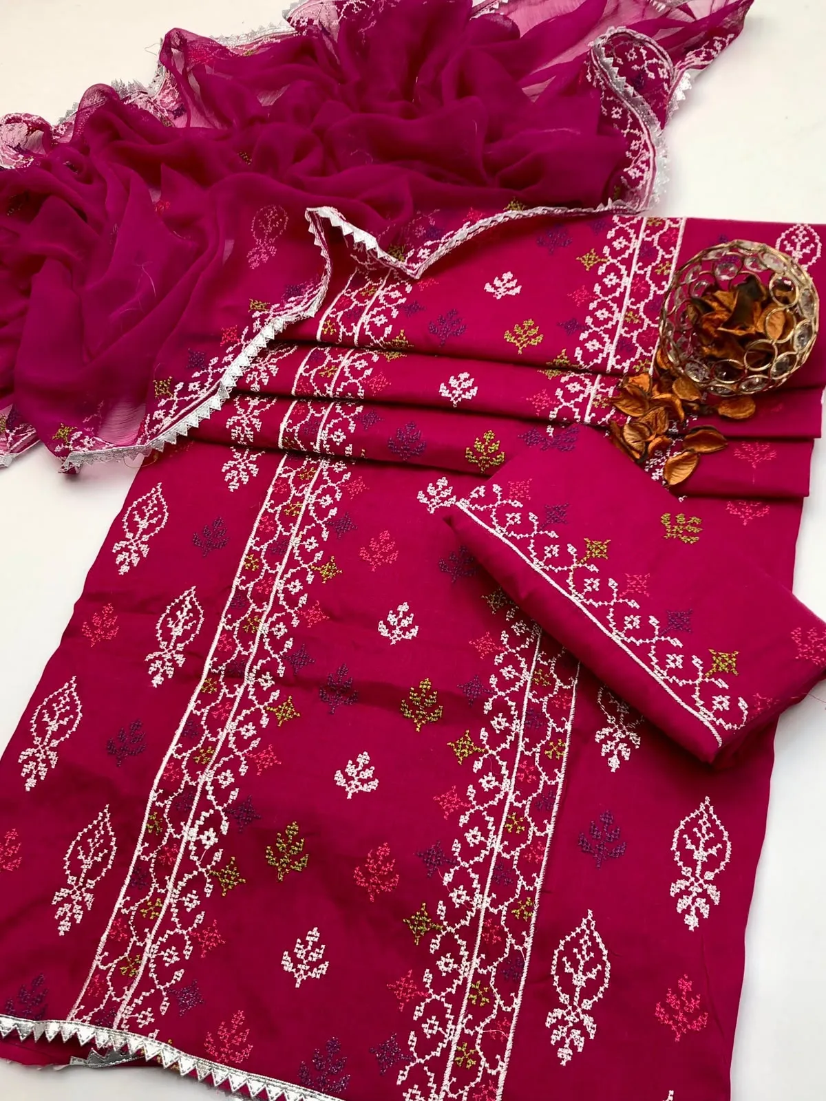 Cross Stitch Embroidered Lawn Cotton 3PC Suit 2026 | Eid Traditional Collection