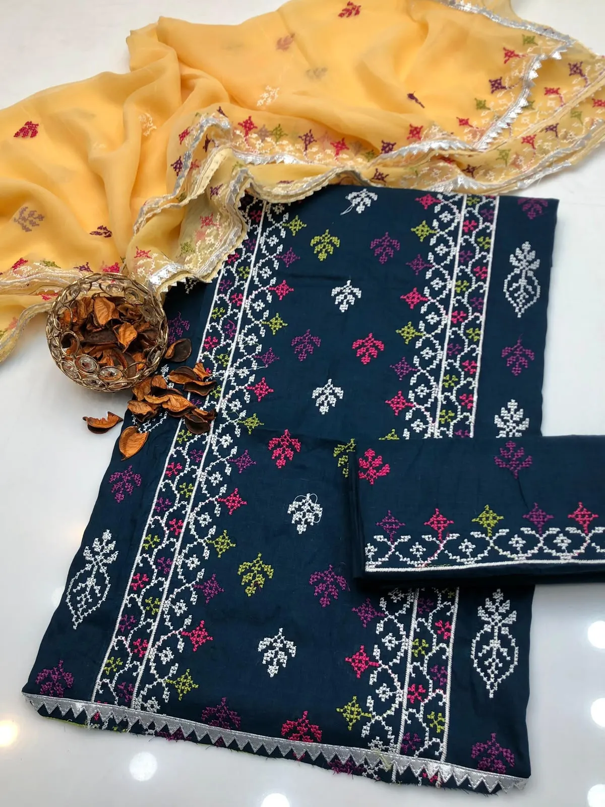Cross Stitch Embroidered Lawn Cotton 3PC Suit 2026 | Eid Traditional Collection