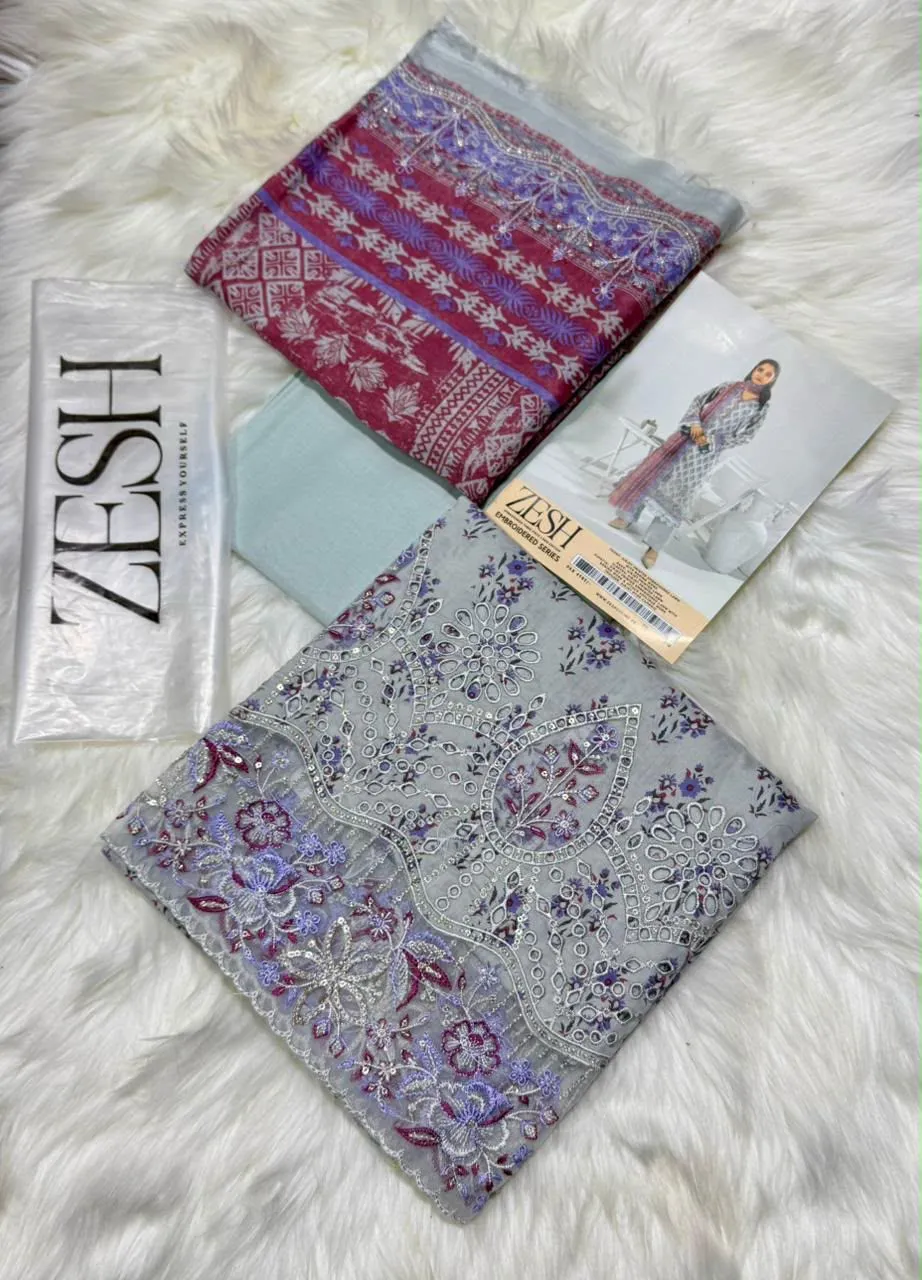 Zesh Embroidered Lawn 3PC Suit 2026 | Original Summer Collection