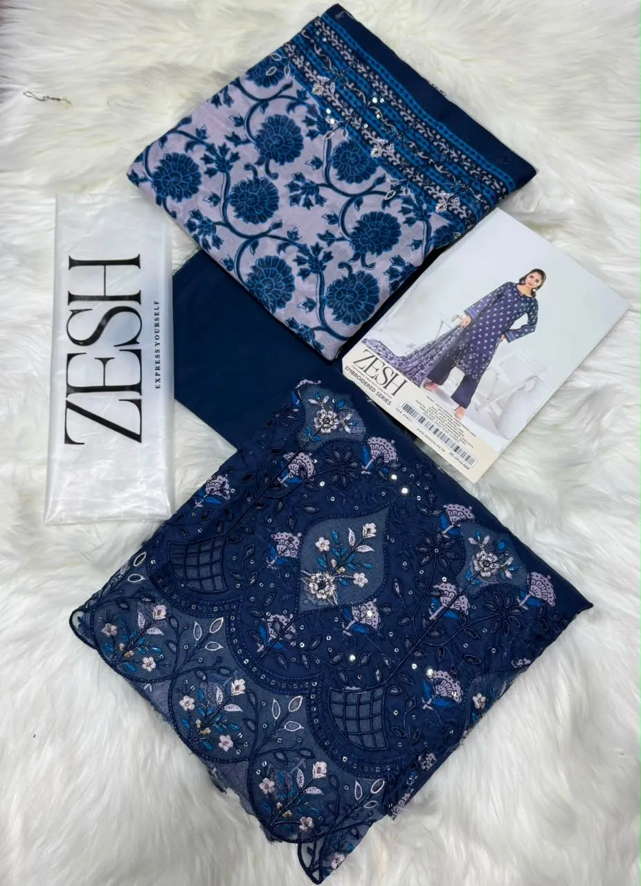 Zesh Embroidered Lawn 3PC Suit 2026 | Original Summer Collection