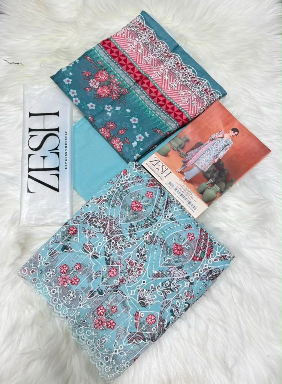 Zesh Embroidered Lawn 3PC Suit 2026 | Original Summer Collection