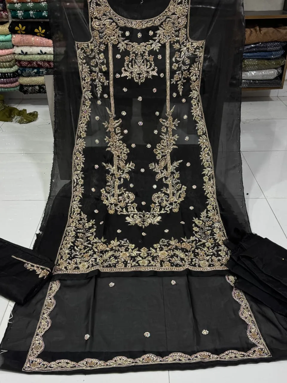 Korean Silk Nakshi Dabka 4PC Suit 2026 | Handmade Party Wear Collection