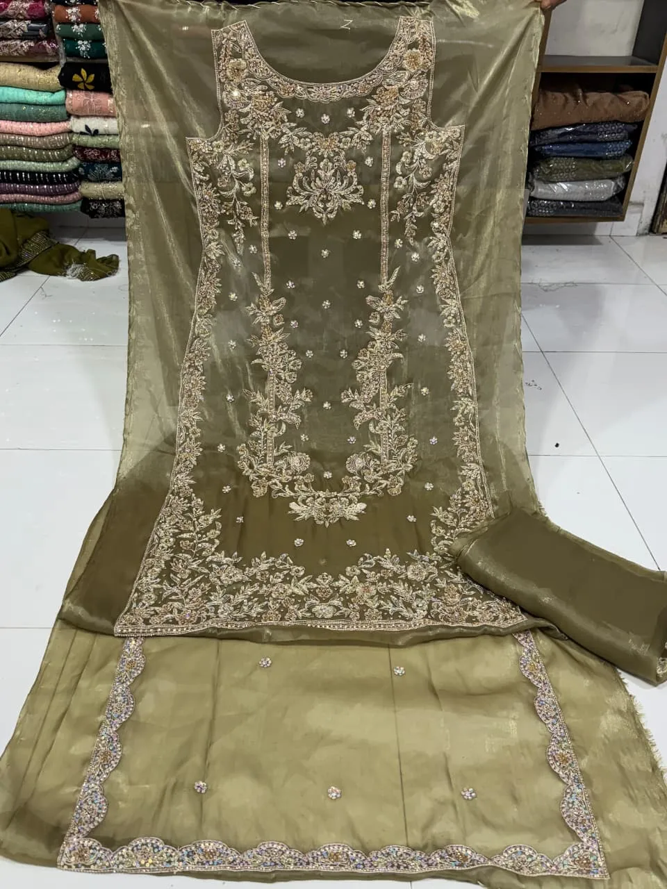 Korean Silk Nakshi Dabka 4PC Suit 2026 | Handmade Party Wear Collection