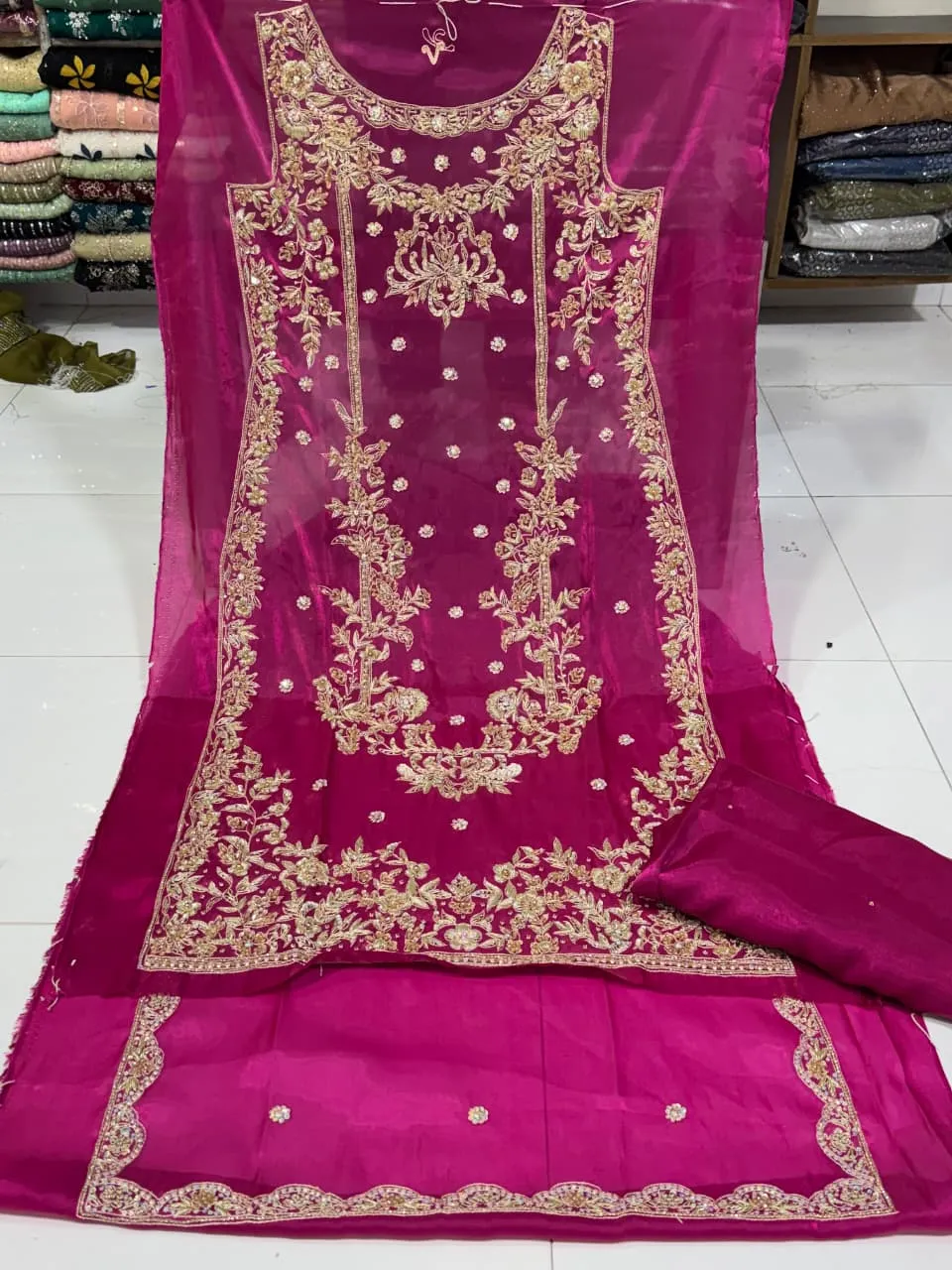 Korean Silk Nakshi Dabka 4PC Suit 2026 | Handmade Party Wear Collection