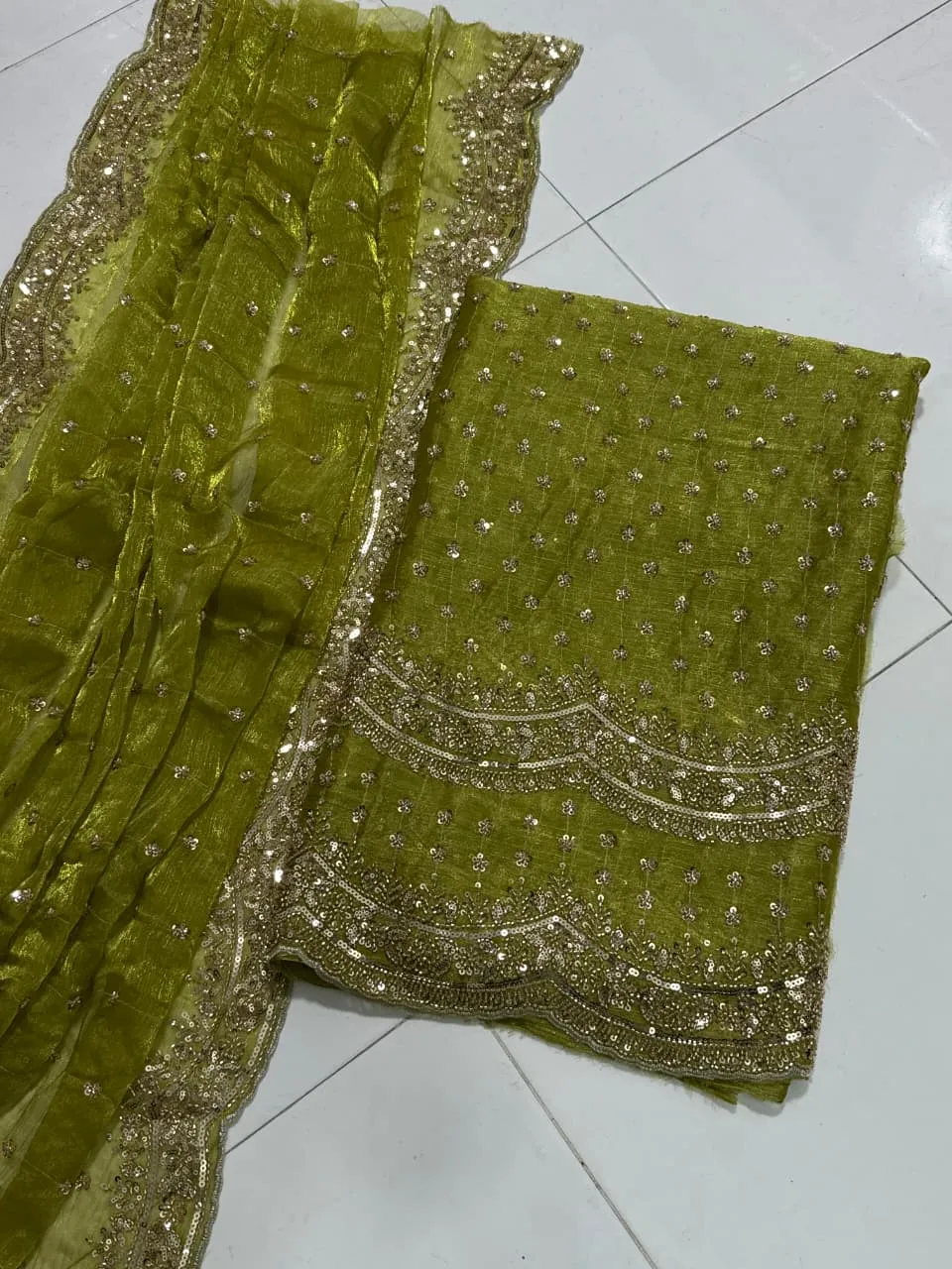 Turkish Cut Dana Shesha Silk 2PC Long Shirt 2026 | Fancy Party Wear Collection