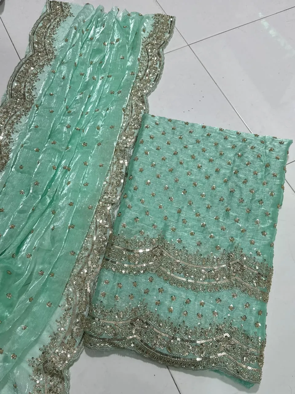 Turkish Cut Dana Shesha Silk 2PC Long Shirt 2026 | Fancy Party Wear Collection