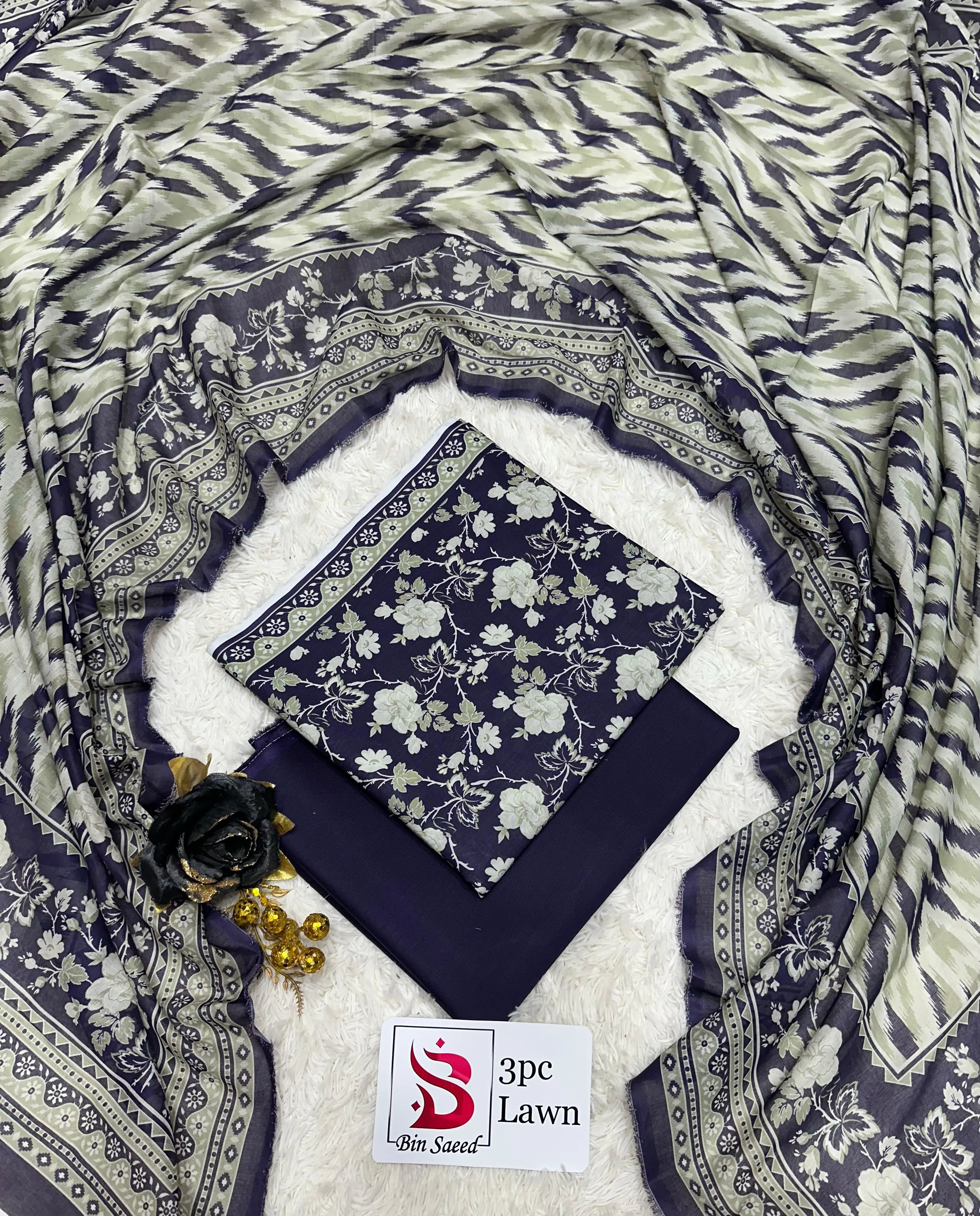 Bin Saeed Lawn 3PC Suit 2026 (55)