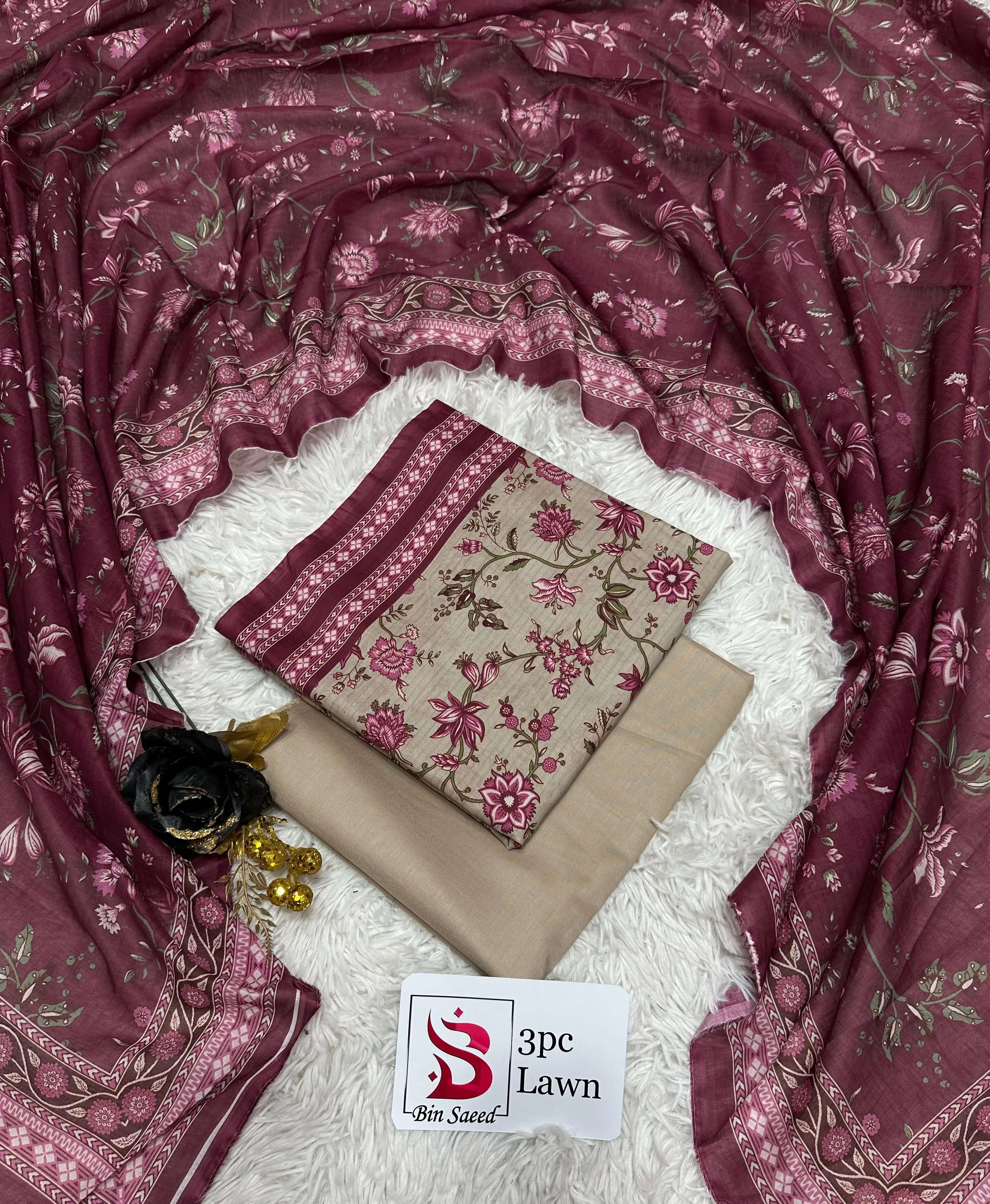 Bin Saeed Lawn 3PC Suit 2026 (44)