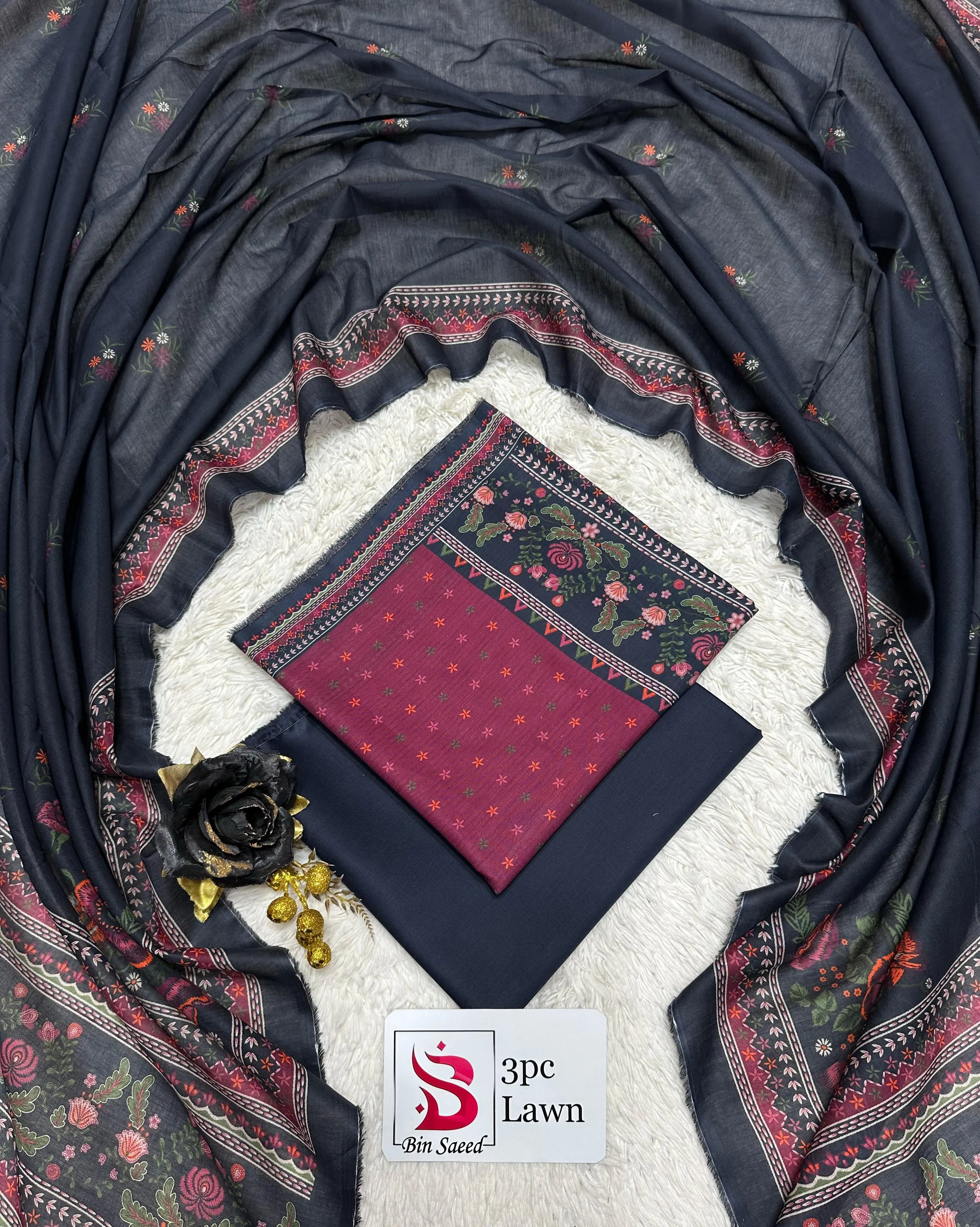 Bin Saeed Lawn 3PC Suit 2026 (36)