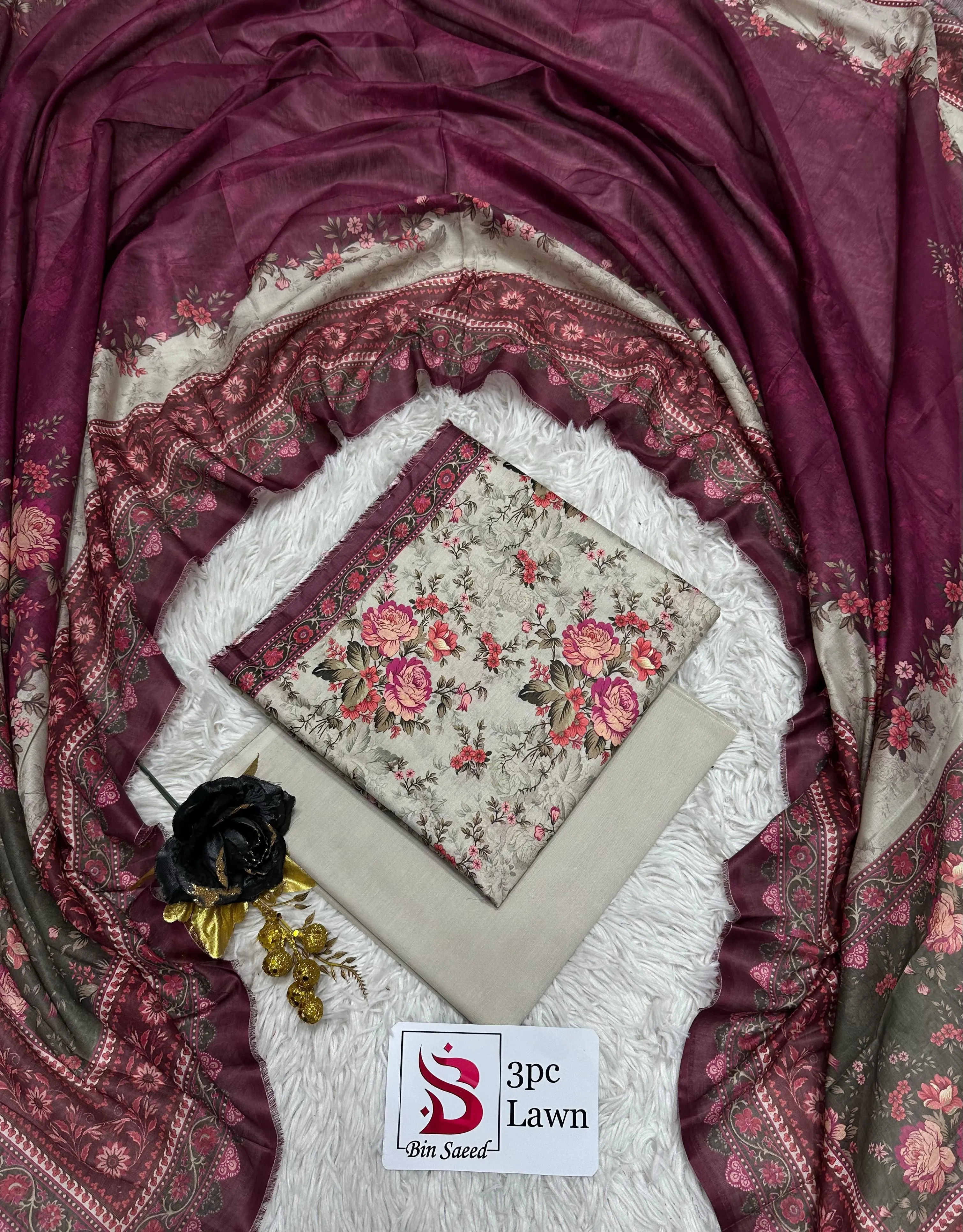 Bin Saeed Lawn 3PC Suit 2026 (30)