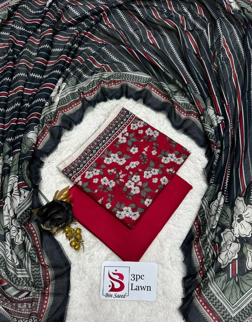 Bin Saeed Lawn 3PC Suit 2026 (29)