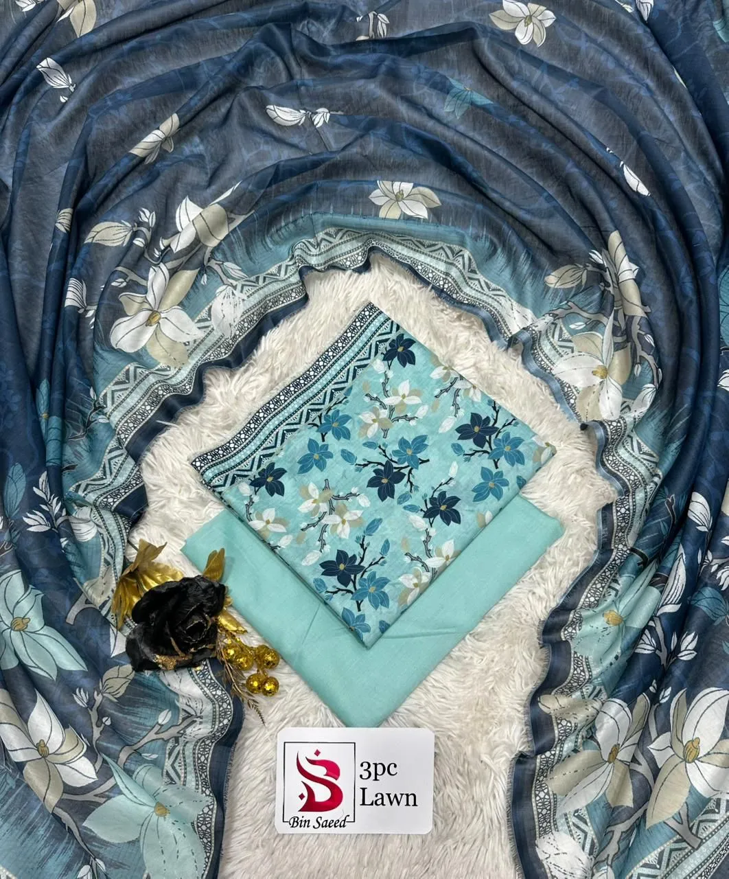 Bin Saeed Lawn 3PC Suit 2026 (24)