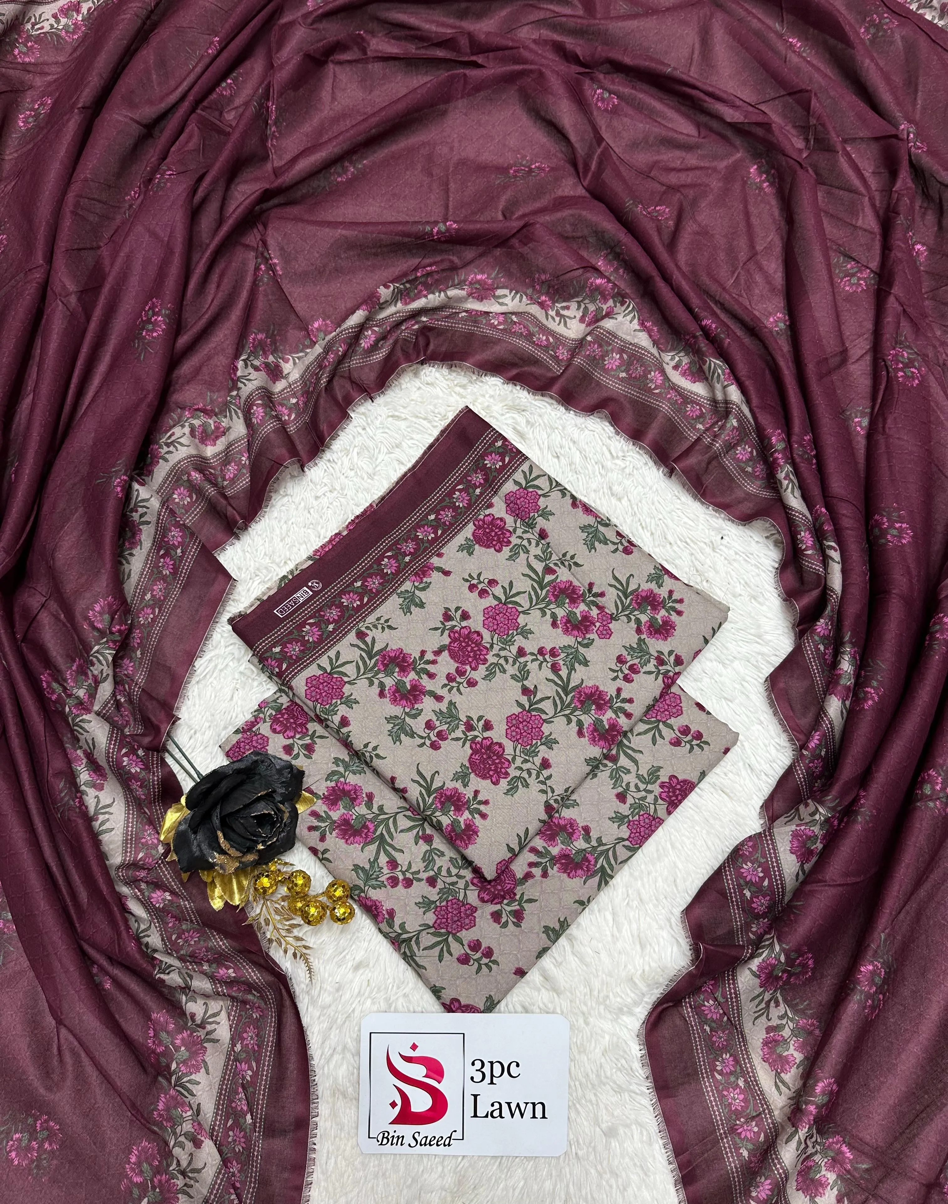 Bin Saeed Lawn 3PC Suit 2026 (15)