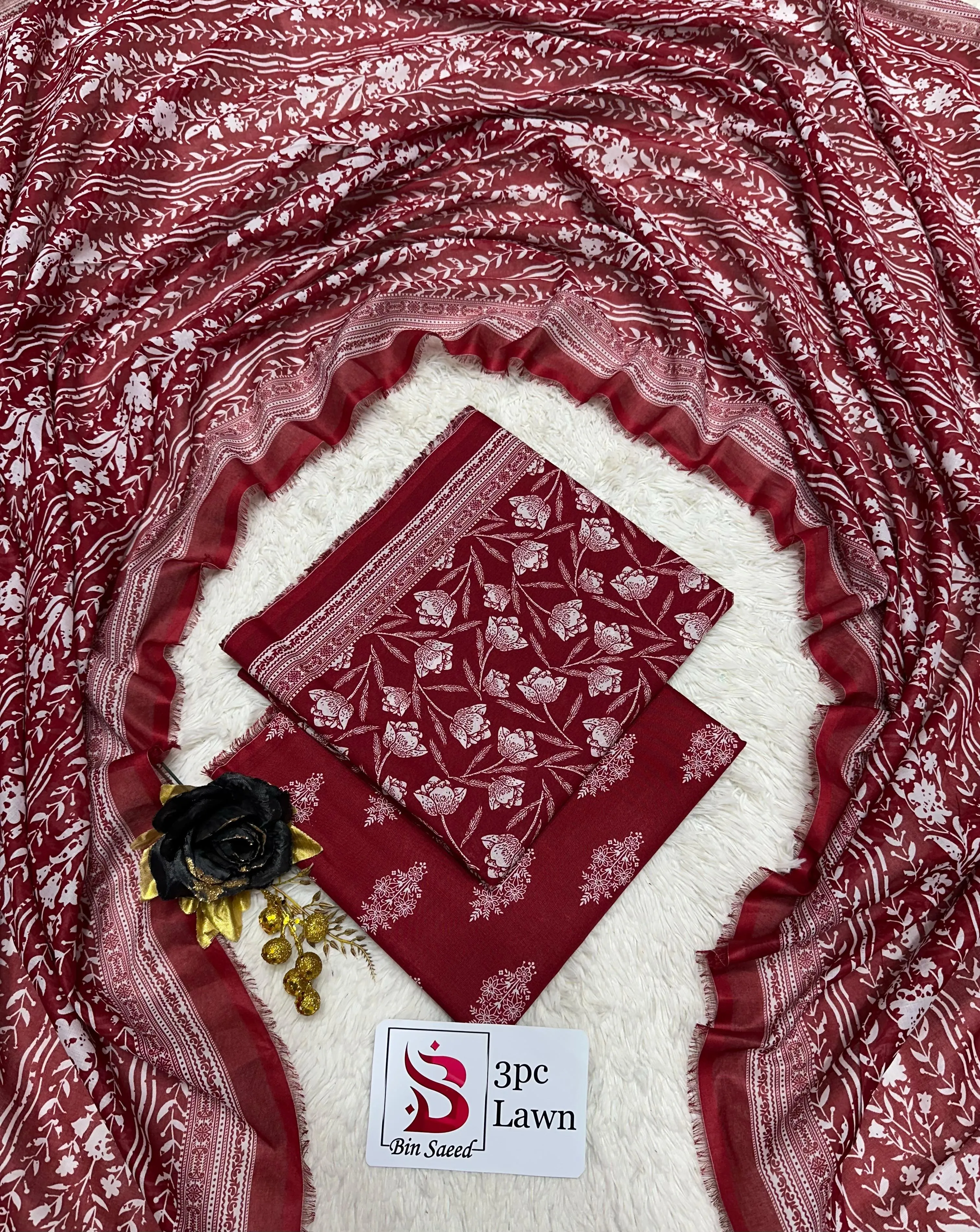 Bin Saeed Lawn 3PC Suit 2026 (4)