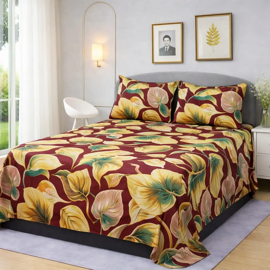 Crystal Cotton Bedsheet 3PC Set | King Size Premium Bedding Collection
