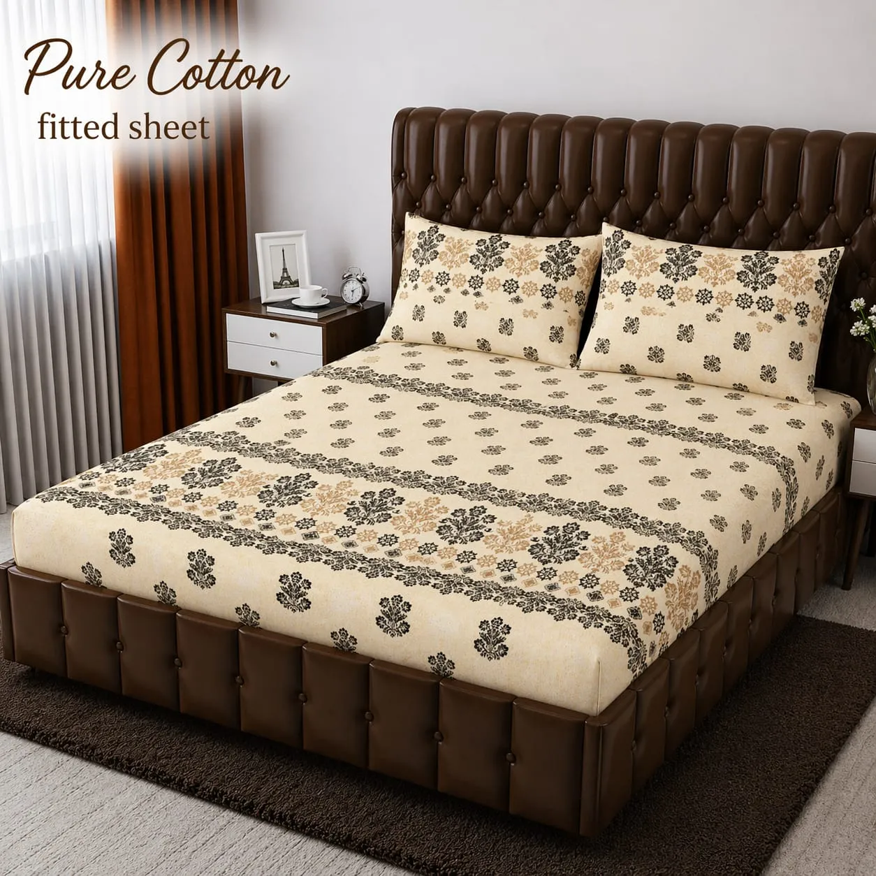 Fitted Pure Cotton Bed Sheet 3PC Set (23)