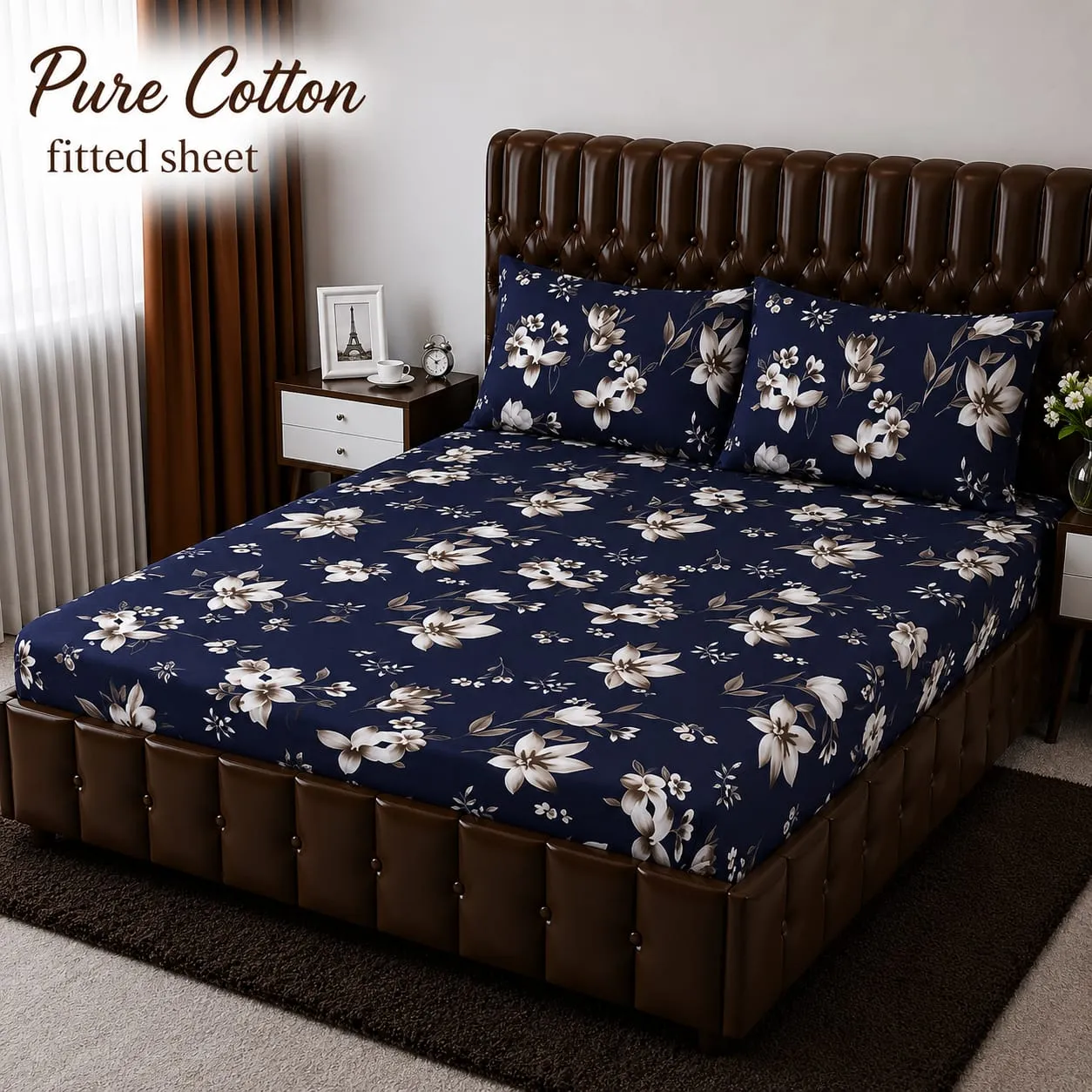 Fitted Pure Cotton Bed Sheet 3PC Set (21)