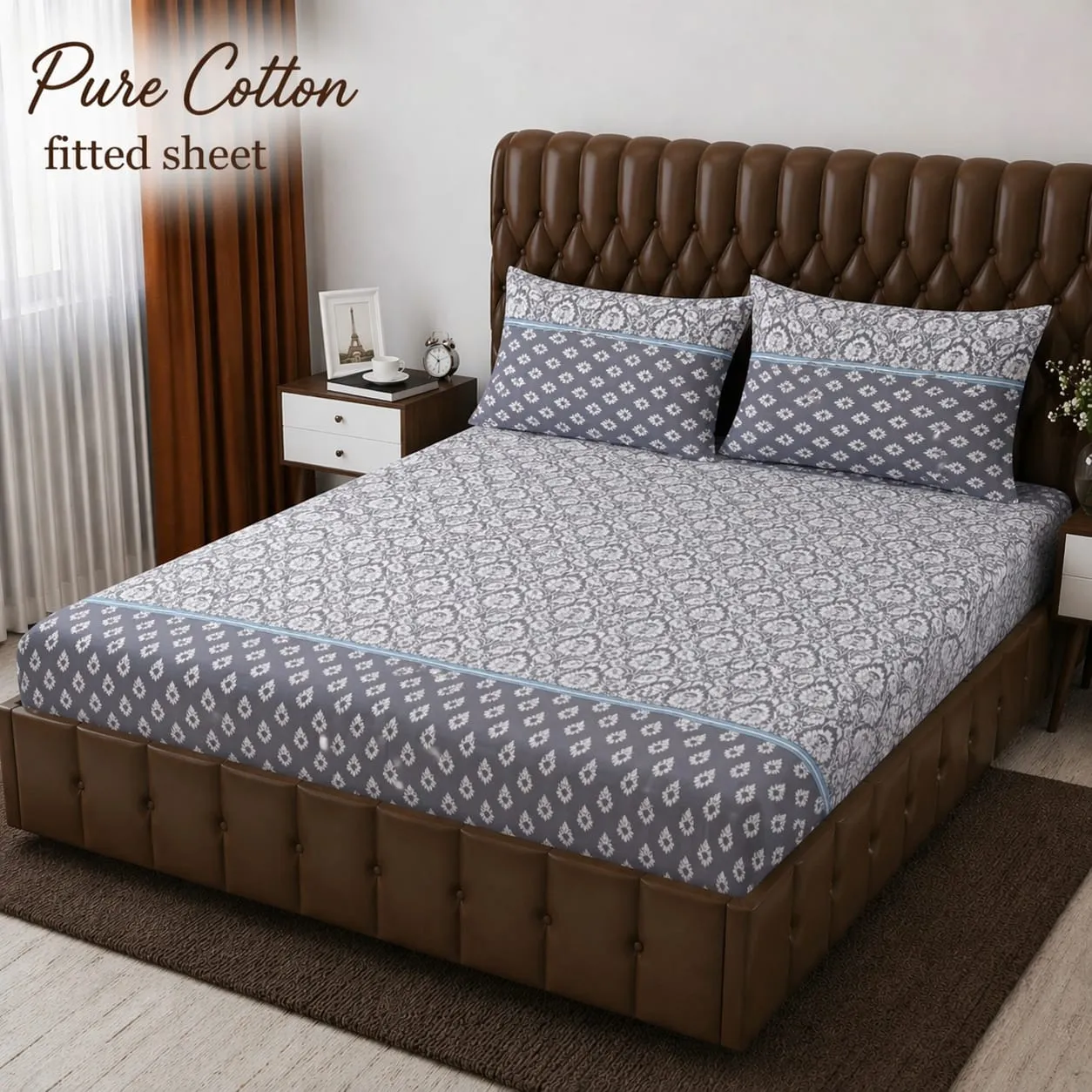 Fitted Pure Cotton Bed Sheet 3PC Set (20)