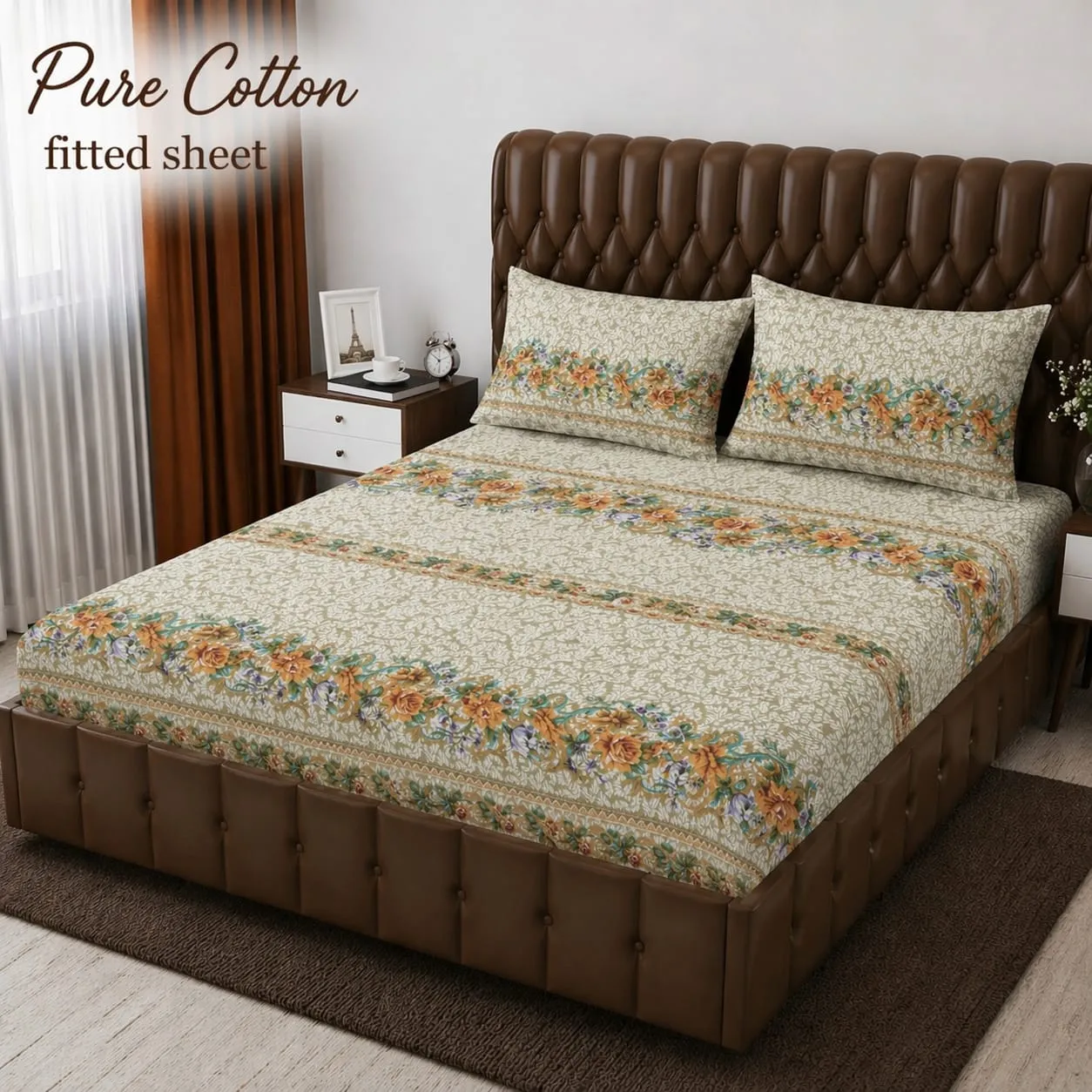 Fitted Pure Cotton Bed Sheet 3PC Set (19)