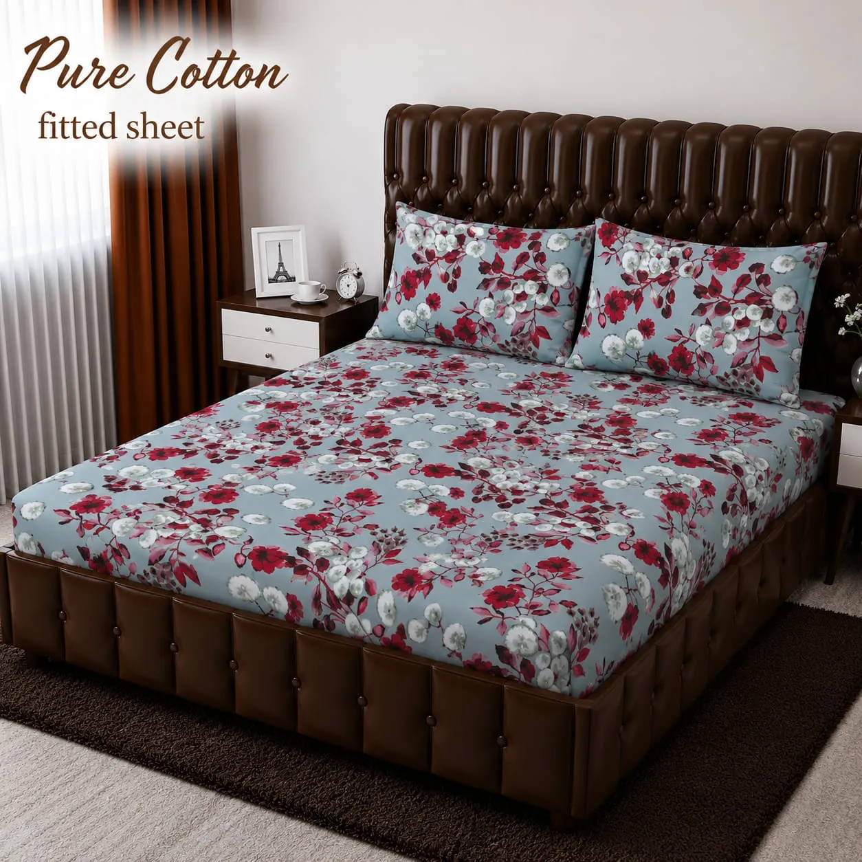 Fitted Pure Cotton Bed Sheet 3PC Set (18)