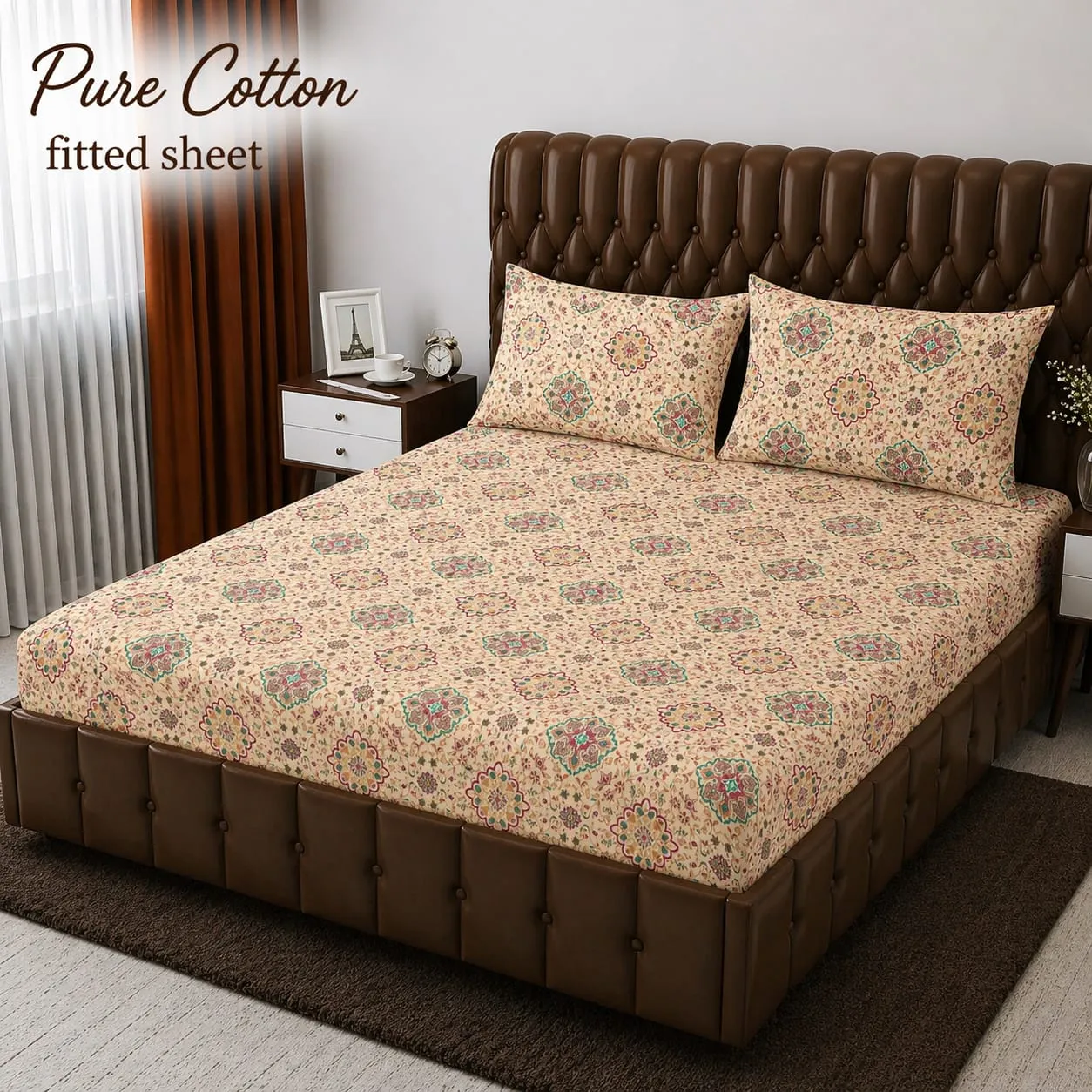 Fitted Pure Cotton Bed Sheet 3PC Set (16)