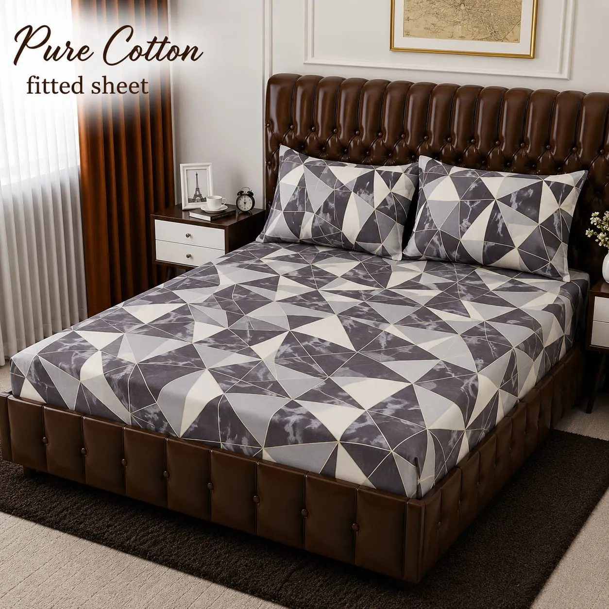 Fitted Pure Cotton Bed Sheet 3PC Set (14)