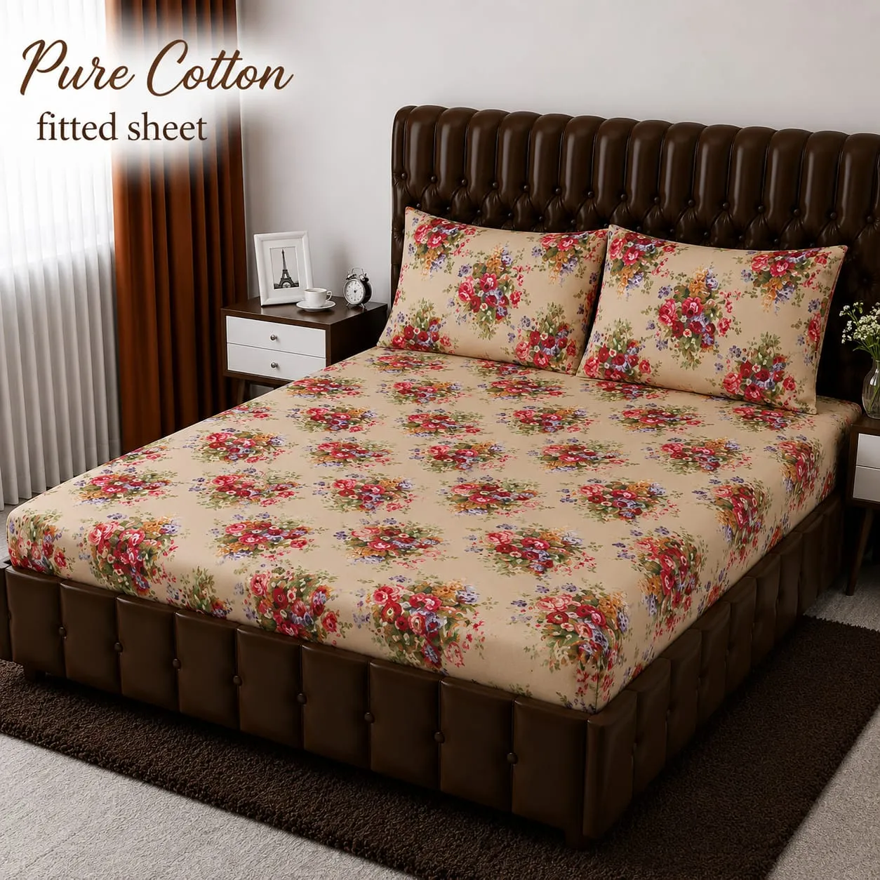 Fitted Pure Cotton Bed Sheet 3PC Set (10)