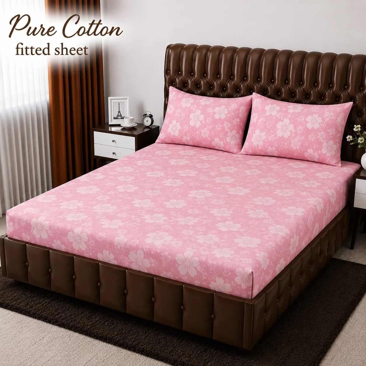 Fitted Pure Cotton Bed Sheet 3PC Set (8)