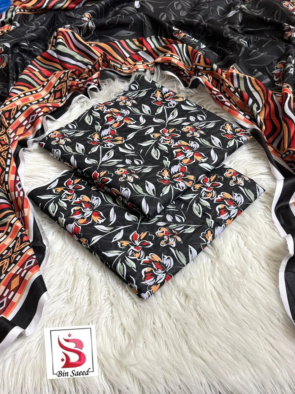 Bin Saeed Lawn 3PC Suit (15)