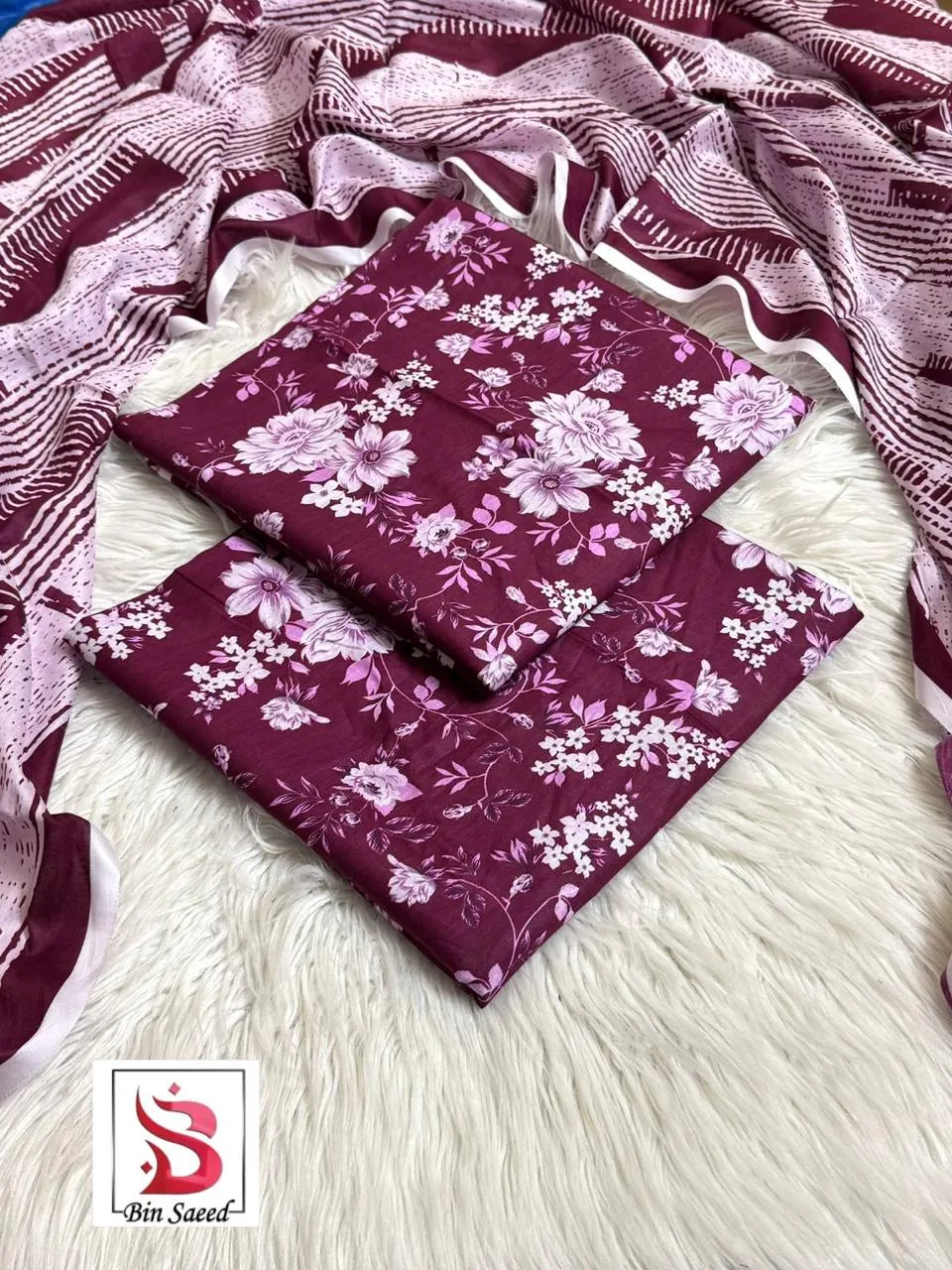 Bin Saeed Lawn 3PC Suit (12)