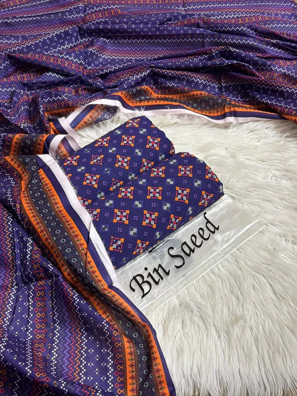 Bin Saeed Lawn 3PC Suit (10)