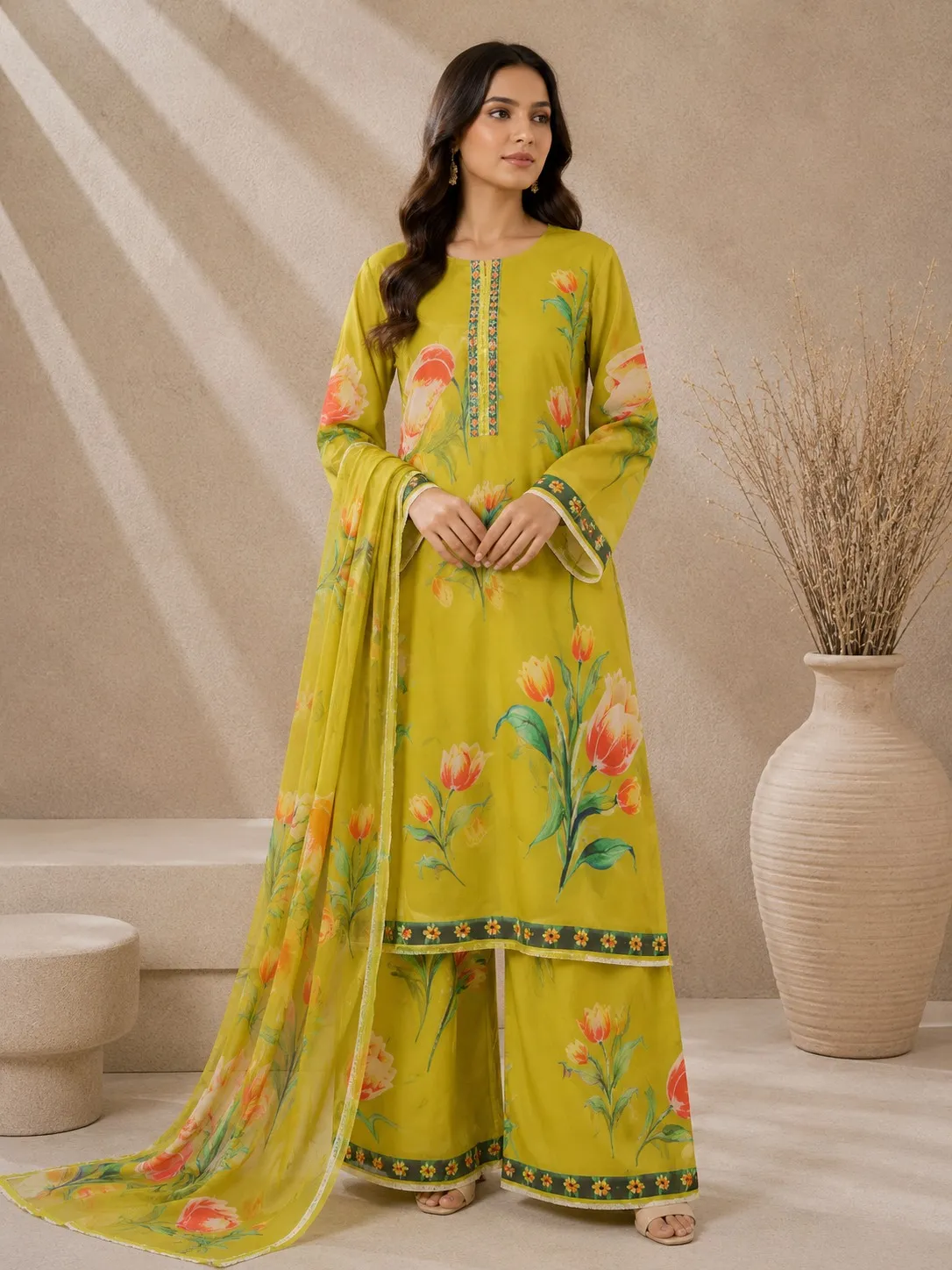 Allover Printed Lawn Suit 3PC (2)
