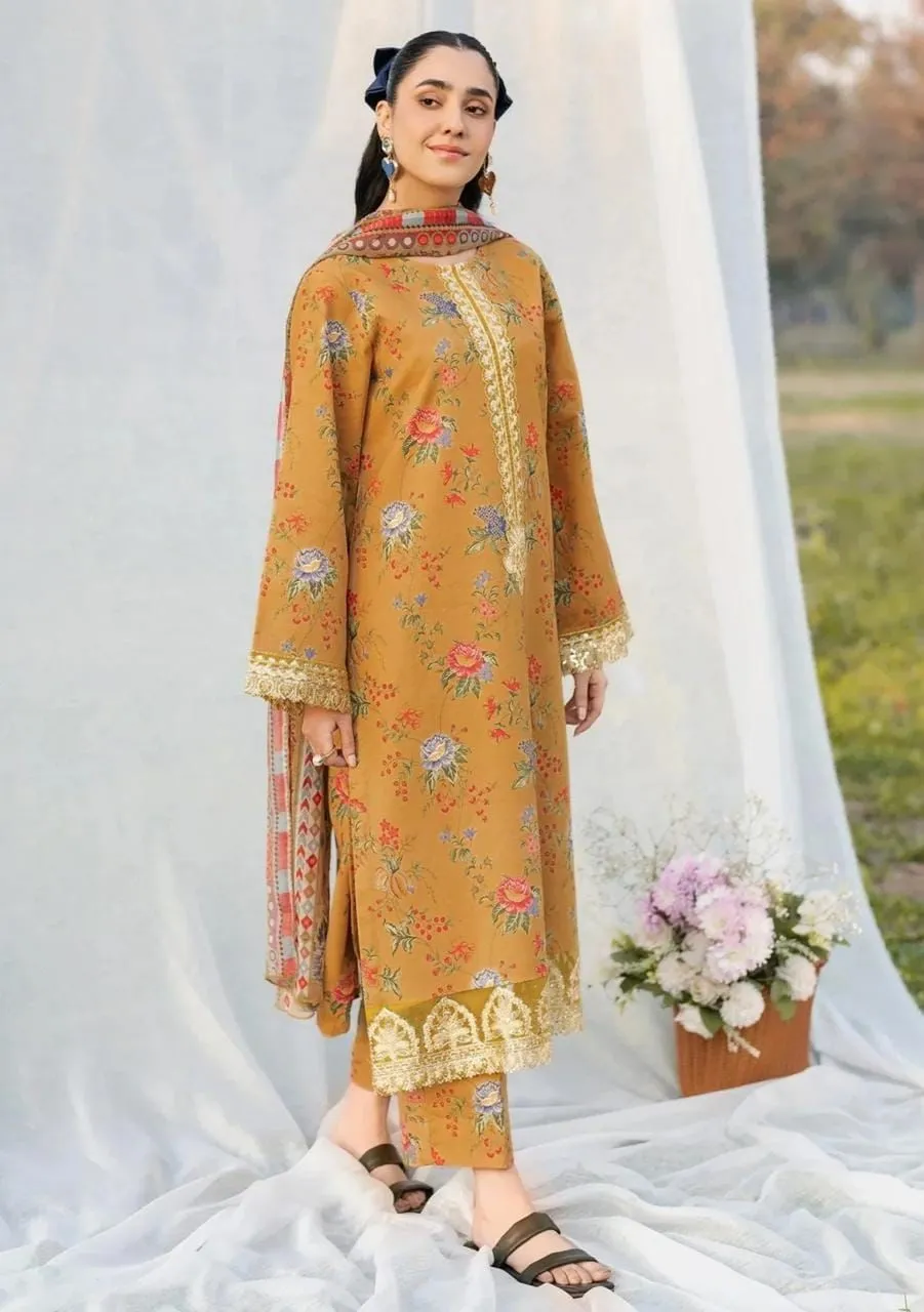 Printed Lawn Embroidered 3PC Suit (6)