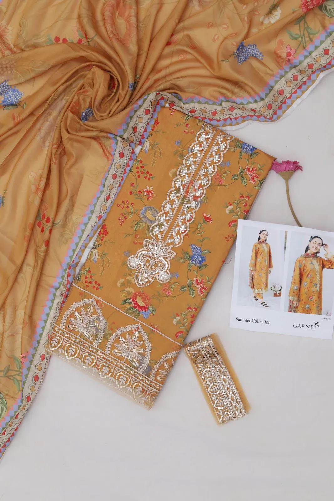 Printed Lawn Embroidered 3PC Suit (5)
