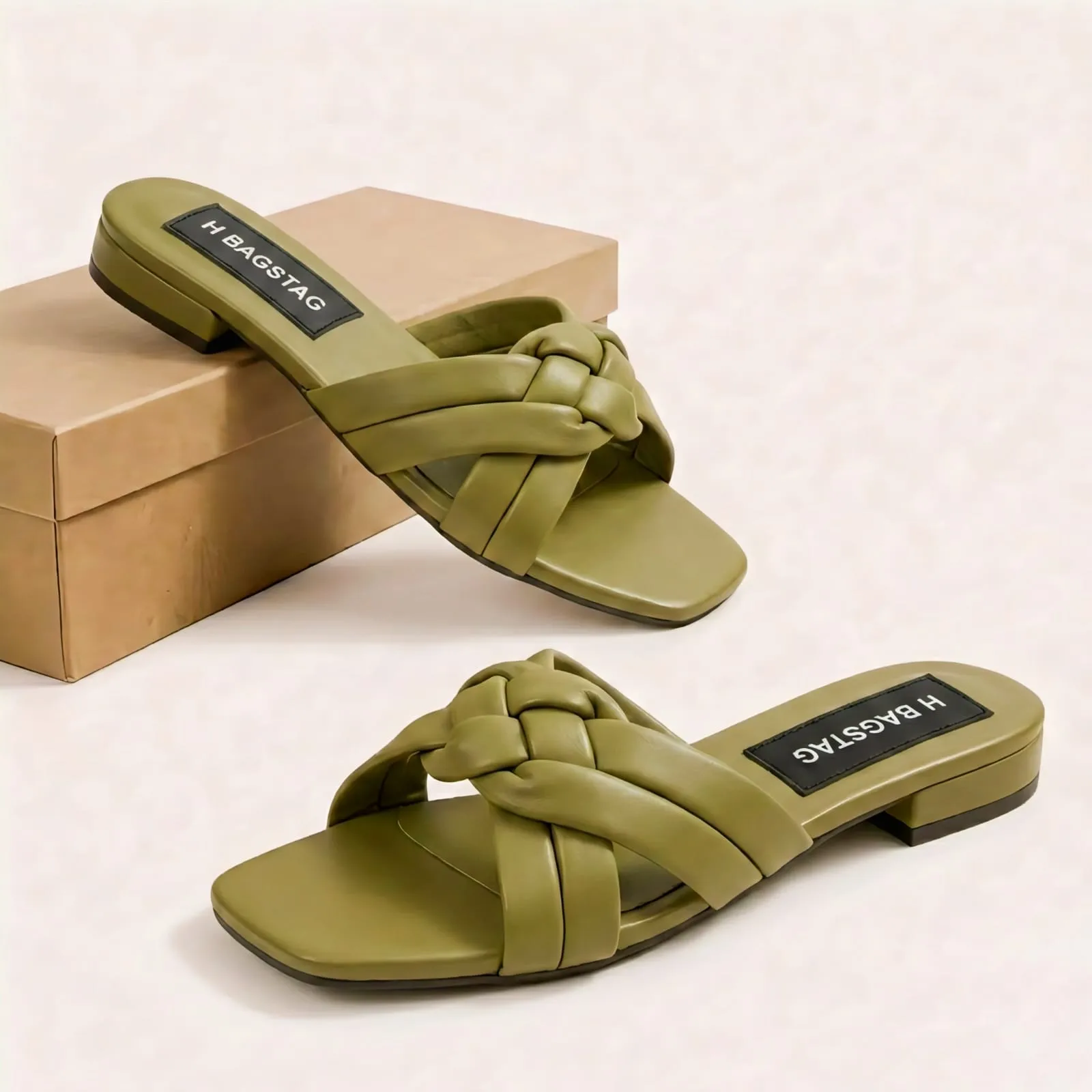 Ladies Footwear Collection, Low Heels Stylish Women slippers – Green