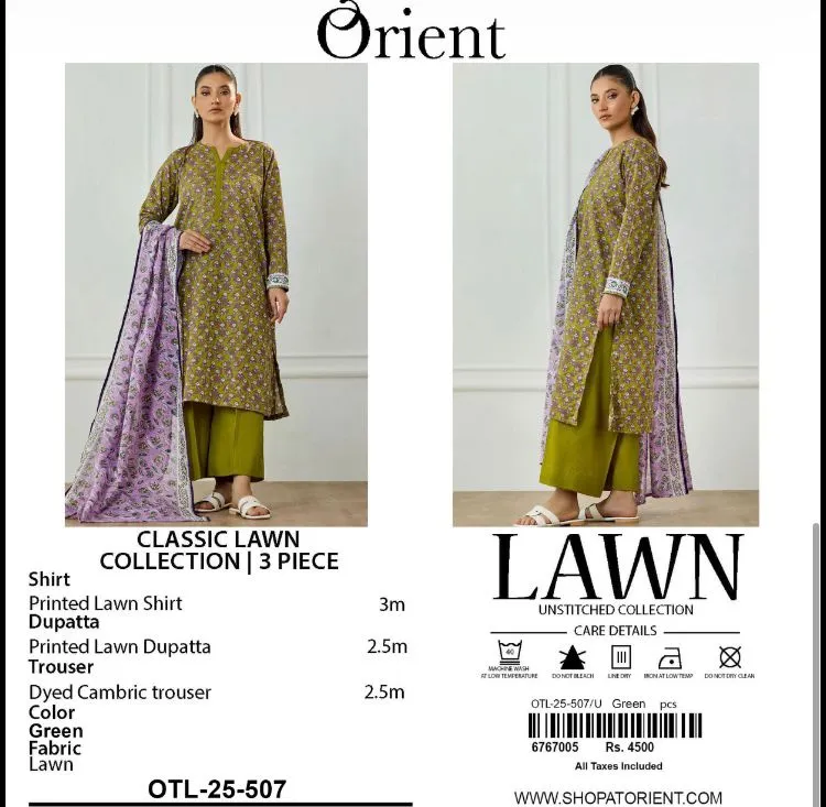 Orient Lawn 3PC Unstitched Suit 2026 (13)