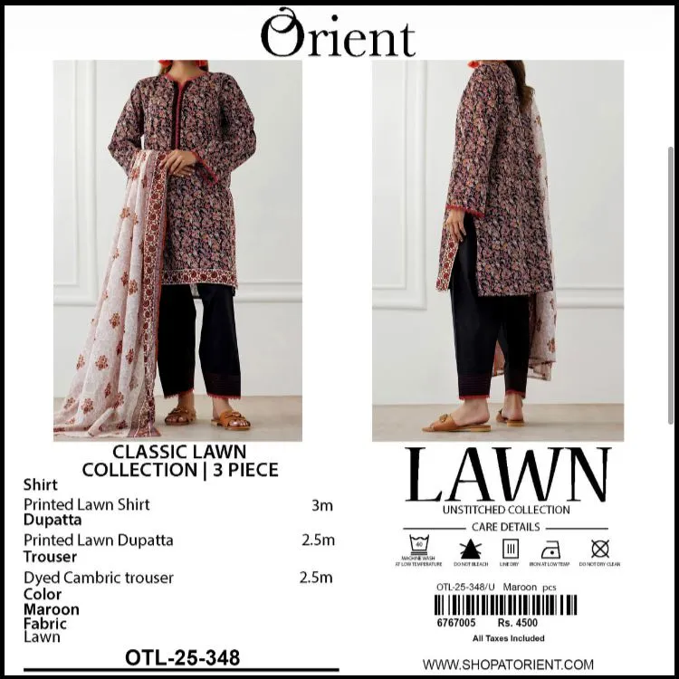 Orient Lawn 3PC Unstitched Suit 2026 (15)