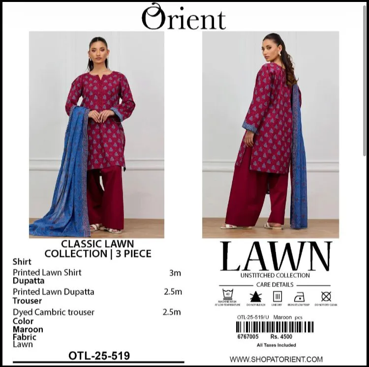 Orient Lawn 3PC Unstitched Suit 2026 (17)