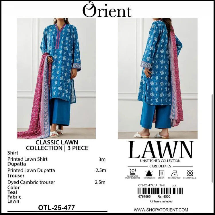 Orient Lawn 3PC Unstitched Suit 2026 (19)