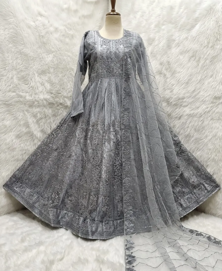 Net Fabric Ready to Wear Party Wear Maxi 2PC 2026 | Fancy Sequence Dress