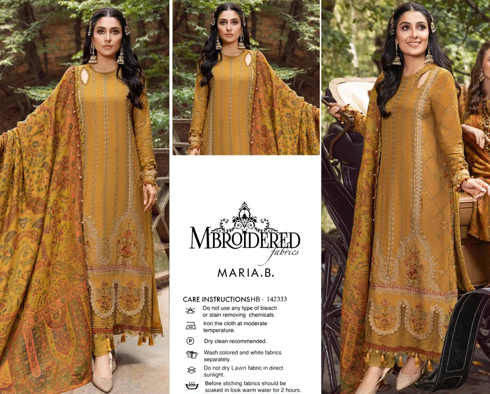 Maria B Monar Slub Suit 2026 | Embroidered Lawn Collection
