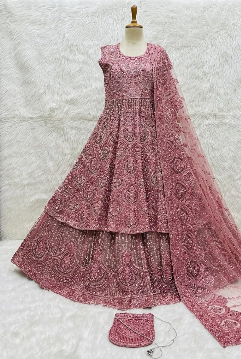 Double Flair Bridal Maxi 2026 | Mirror Stone Net Dress