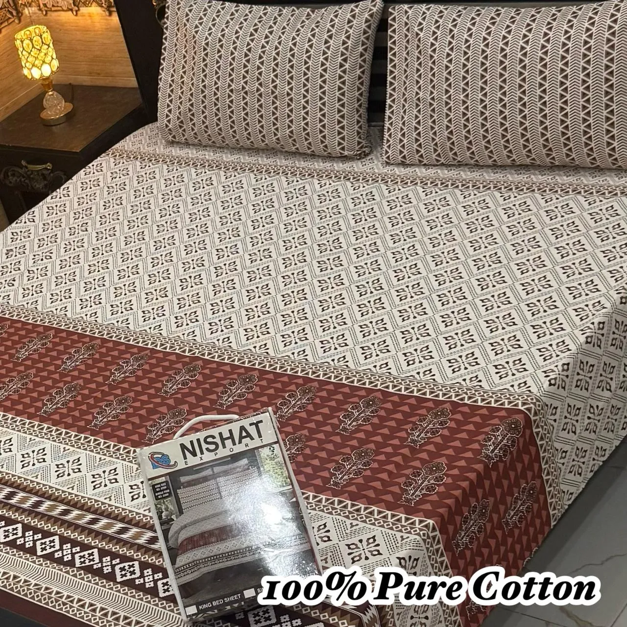 Pure Cotton Bedsheet 3PC Set | King Size Soft Bedding Collection