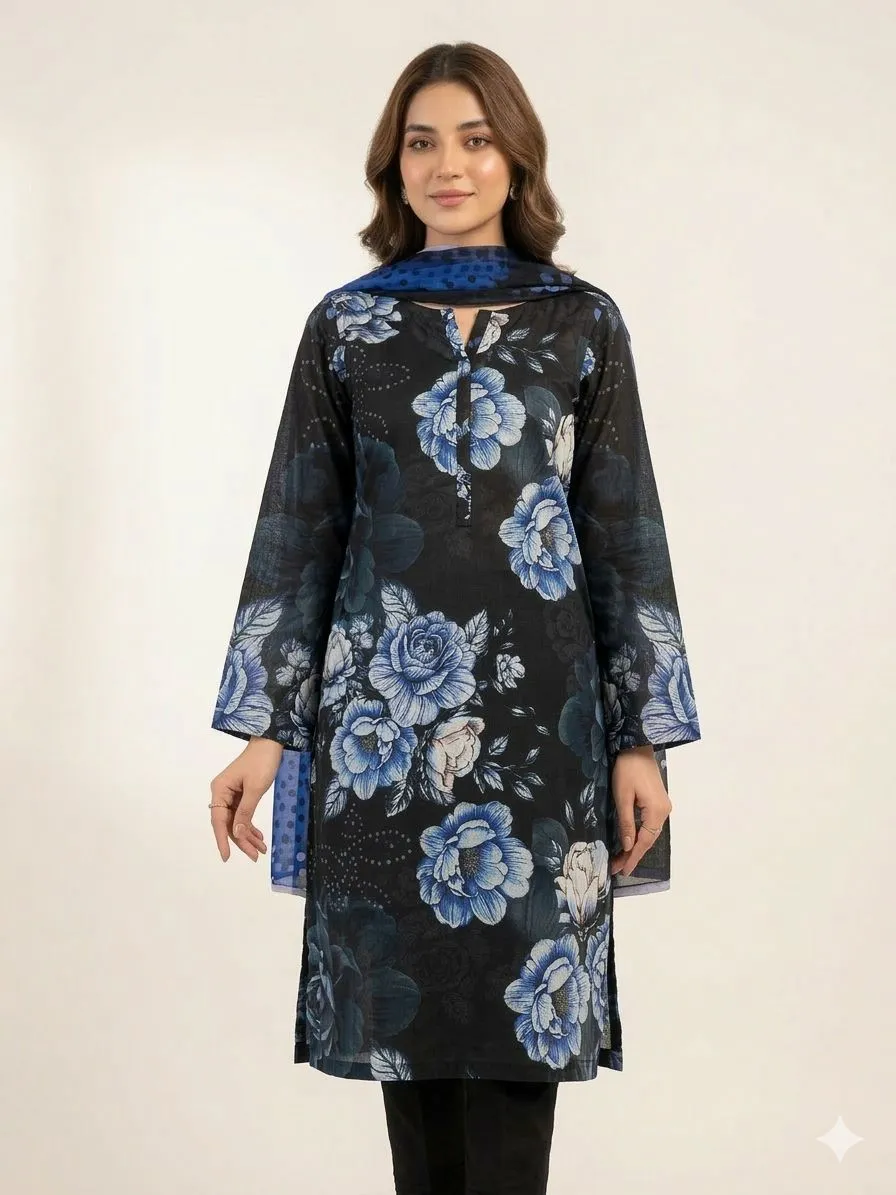 Black Blossom Printed Lawn 3PC 2026 | Airjet Summer Collection