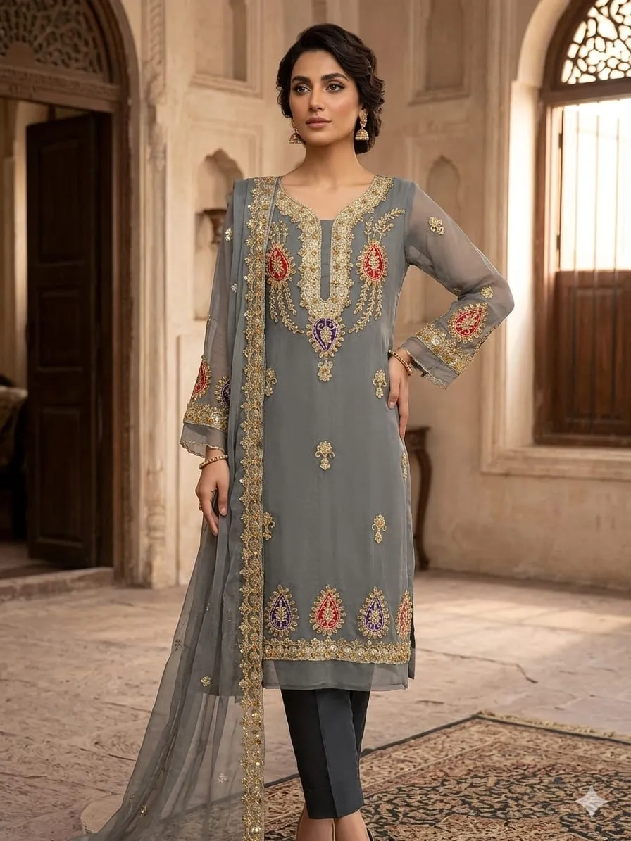 Anaya B Organza Embroidery Suit 2026 (17)