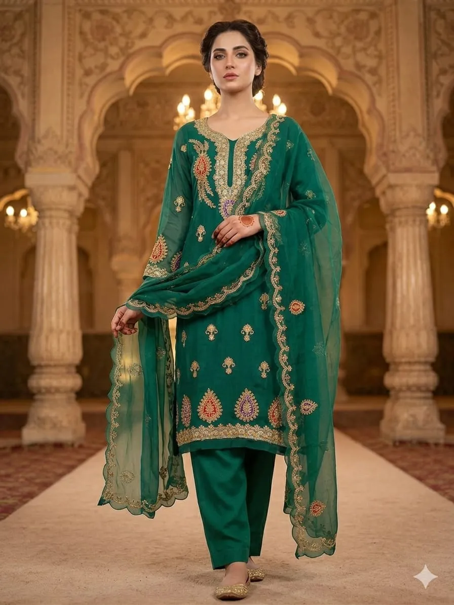 Anaya B Organza Handwork Suit 2026 | Luxury Embroidered Dress