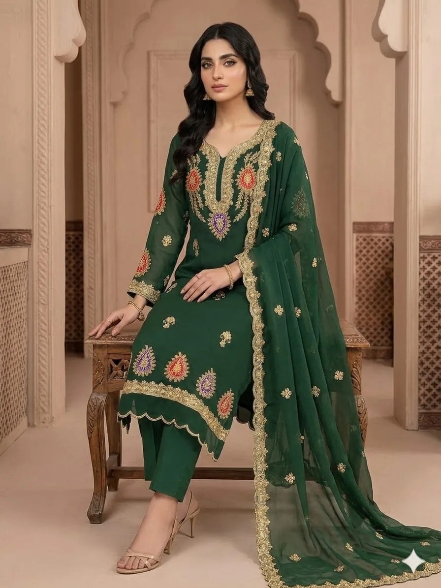 Anaya B Organza Handwork Suit 2026 (7)