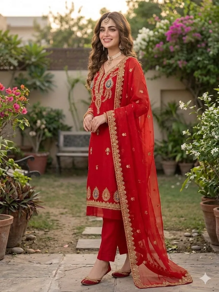 Anaya B Organza Handwork Suit 2026 (12)
