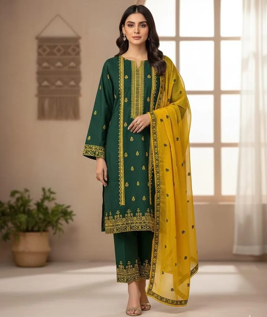 Cotton Embroidered 3PC Suit 2026 | Cross Stitch Summer Collection